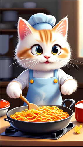 可爱猫咪萌宠做饭图片卡通